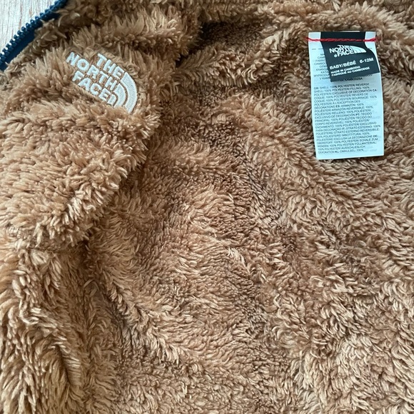 North Face Reversible Mount Chimbo Full Zip Hooded Jacket navy bear camo 6-12M - Picture 3 of 4